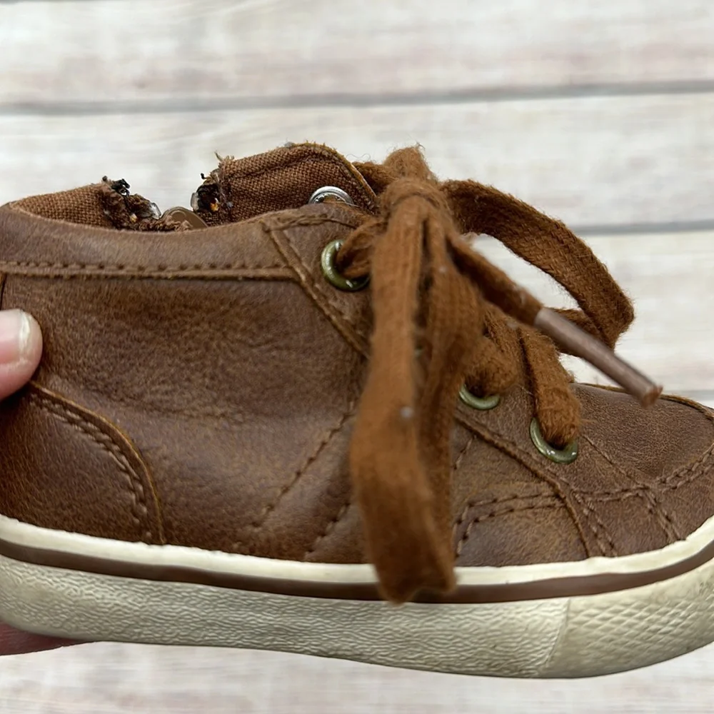 Cat & Jack Brown Lace Up Zipper Boots Size 5 - Picture 7 of 8